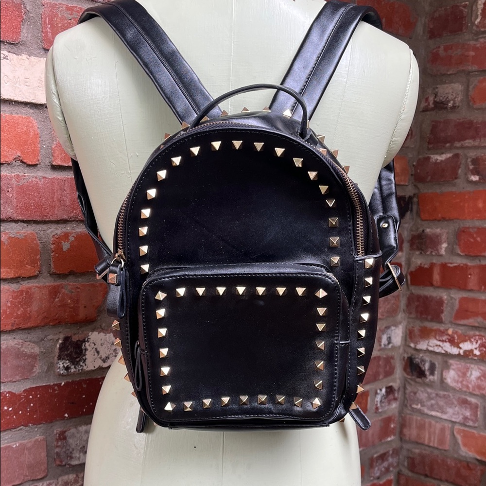 Chloe K. New York Black Mini Studded Backpack